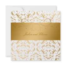 311-Golden diVine White Delight  5.25 x 5.25 Custom Invitations