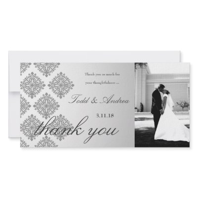 311-Grey Damask Thank You Photo Card by Jill311