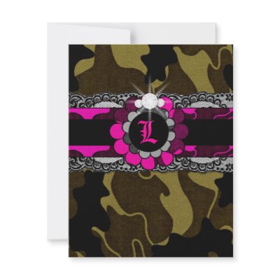 311-Hott Pink Camo Lingerie Shower Invitation by Jill311
