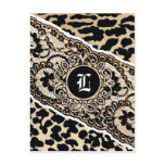 311-IMPERIAL LEOPARD & LACE SEPIA INVITATION
