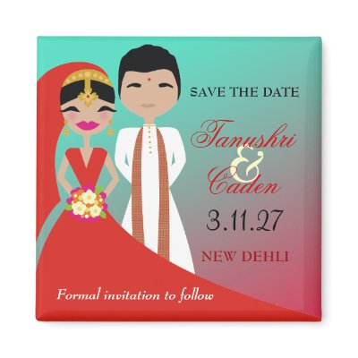 311- Indian Beauty Bride with Groom Turq Dream Fridge Magnets by Jill311