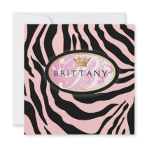 311-Iridescent Zebra - Pink on Pink Invitation