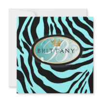 311-Iridescent Zebra - Turquoise Invitation