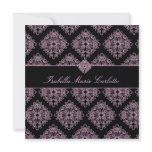 311-Isabella Pink et Black Damask Invitation