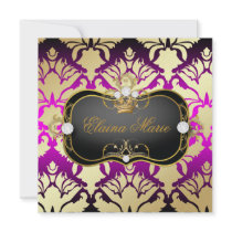 311 Jet Black Ciao Bella Pink Sass Sweet Sixteen Invitations