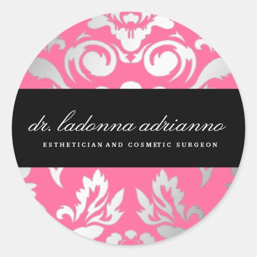 311-Ladonna Damask Rose Pink Round Stickers