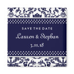 311-Lauren Damask Save the Date Navy magnets