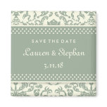 311-Lauren Damask Save the Date Sage Cream magnets