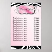 311-Lavish Pink Platter Zebra Price List Poster
