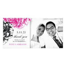 311-Le Plush Fleur - Pink & Black Thank you Photo Greeting Card
