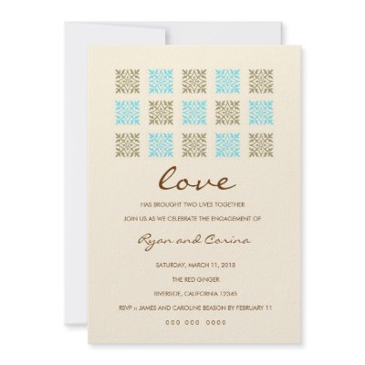 311 Leaf of Love Blue & Gold Engagement. Personalized Invitations by Jill311
