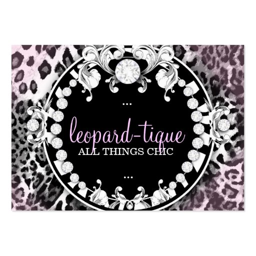 311-Leopard-Tique with Diamonds Pink Fade Business Card Templates