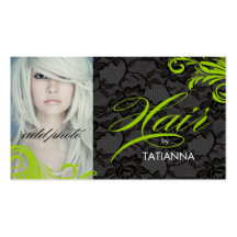 311 Lime Green & Lace Hair By Business Card