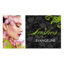 311 Lime Green & Lace Lashes By Business Card