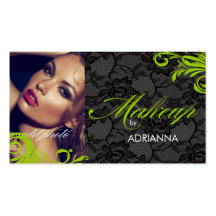 311 Lime Green & Lace Makeup By Business Card