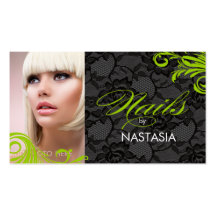 311 Lime Green & Lace Nails By Business Card