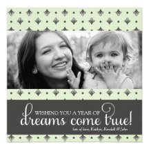 311 Lime & Grey Dreams Come Dotted Diamond Personalized Announcements