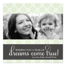 311 Lime & White Dreams Come Dotted Diamond Personalised Invites