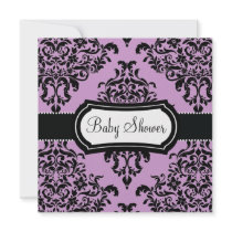 311 Lovey Dovey Damask Baby Shower Lilac Invitations