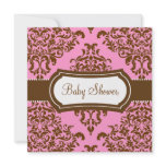311 Lovey Dovey Damask Baby Shower Pink Chocolate Custom Invite