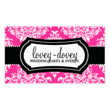 311 Lovey Dovey Damask Hot Pink Business Card