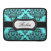 311 Lovey Dovey Damask Turquoise Black Sleeve For MacBooks
