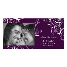 311-Lush Eggplant Purple Save the Date Customized Photo Card
