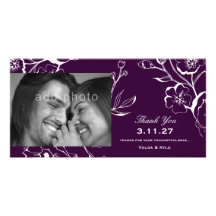 311-Lush Eggplant Purple Thank you Custom Photo Card