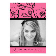 311-Lush Pink Sweet 16 or Graduation Custom Invites