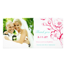 311-Lush Rouge Floral Thank you Custom Photo Card