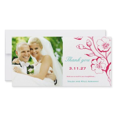 311-Lush Rouge Floral Thank you Custom Photo Card by Jill311