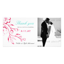 311-Lush Rouge Floral Thank you Personalized Photo Card