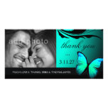 311 Lustrous Butterfly Turquoise Blue Thank You Photo Greeting Card