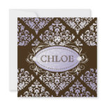 311-Luxuriously Lilac Brown Damask 50 and Fabulous Personalized Invite