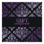 311-Luxuriously Purple Damask Gift Certificate Invite
