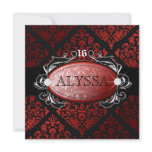 311-Luxuriously Red Liquorice Damask Sweet 16 invitations