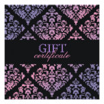 311-Luxuriously Turquoise Lime  Damask Certificate Personalized Invite