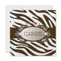 311-Luxuriously White Chocolate Zebra 40&Fabulous Custom Invitations