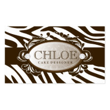 311-Luxuriously White Chocolate Zebra Monogram Business Card