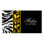 311-Makia Yellow Zebra & Flower Business Card