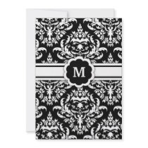311-Marissa Monogram Damask Black Announcement
