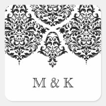 311 Mon Cherie Damask Black Thank You Stickers