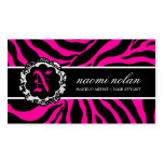 311-Naomi Monogram Zebra Print Hott Pink business cards