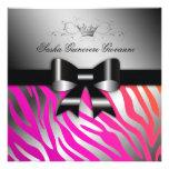 311-Night Zebra Shimmer Black Bow Wild Sunset | 30 Invitations