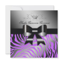 311 Night Zebra Shimmer Electric Purple | Sweet 16 Custom Invite