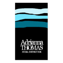 311-OCEAN BLUE STRIPES ON BLACK BUSINESS CARDS