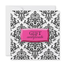 311-Pink Blast Damask Gift Certificate Invites