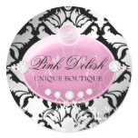 311-Pink Delish | Black Round Stickers