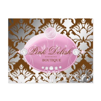 311 Pink Delish Damask Shimmer Pink Post Card