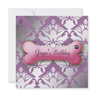 311-Posh Pooch Birthday Invite Damask Shimmer by Jill311
